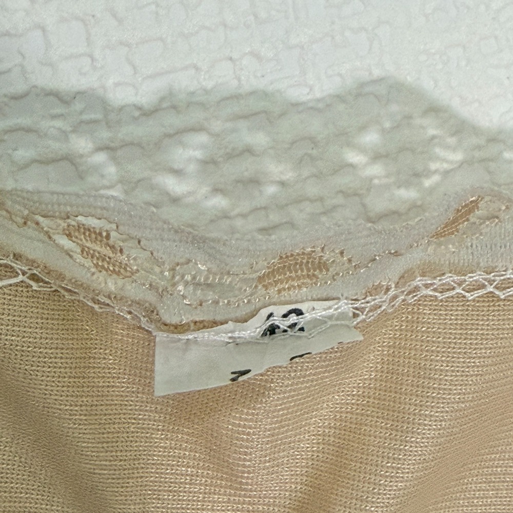 Vintage Full Slip Lace Trim Bodice Lingerie Neutral Bridal Pinup Feminine Retro - Picture 6 of 10